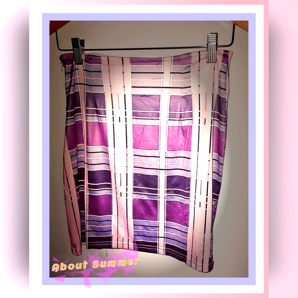 Never Worn Shein pink, white, & purple skirt 💜 size Medium #Skirt #Shein 👚👗✨